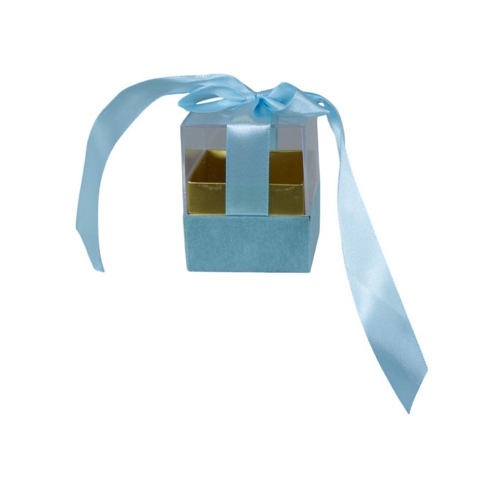 SCATOLA PLEX 6X6X6CM FIOCCO CELESTE